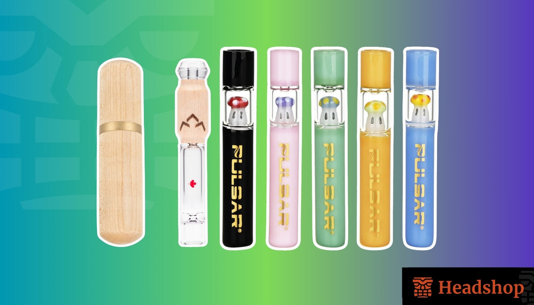 A dirty glass one hitter pipe surrounded by cleaning supplies.