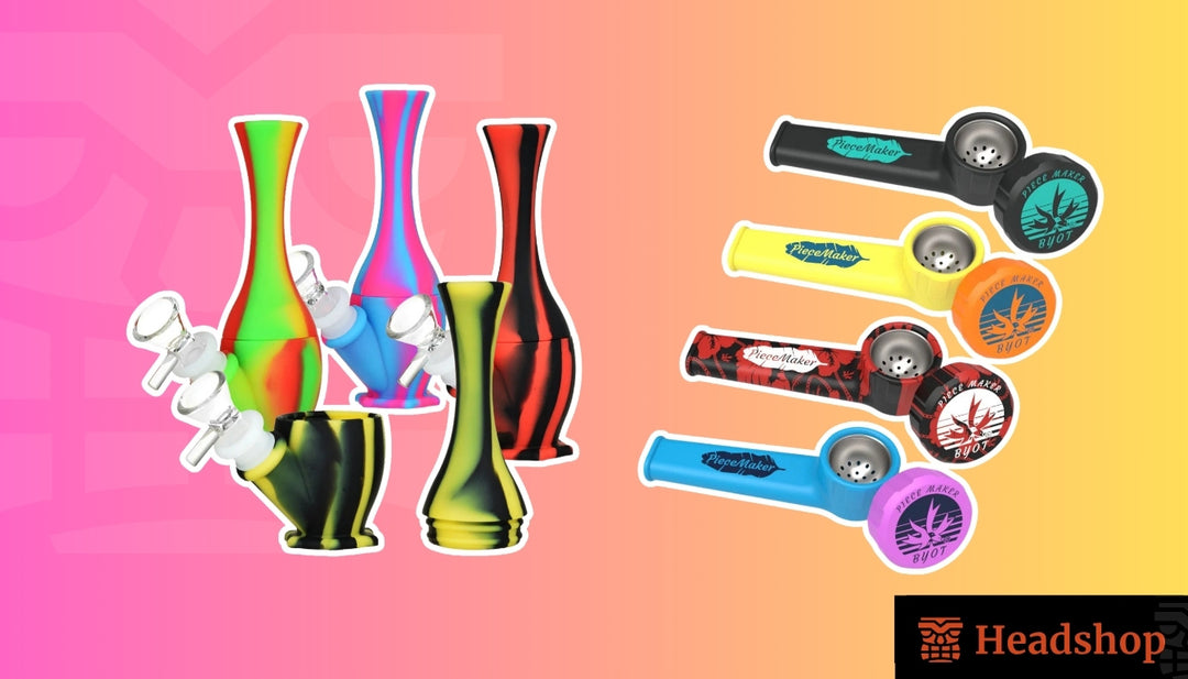 A silicone pipe on a clean kitchen counter next to an open freezer door.