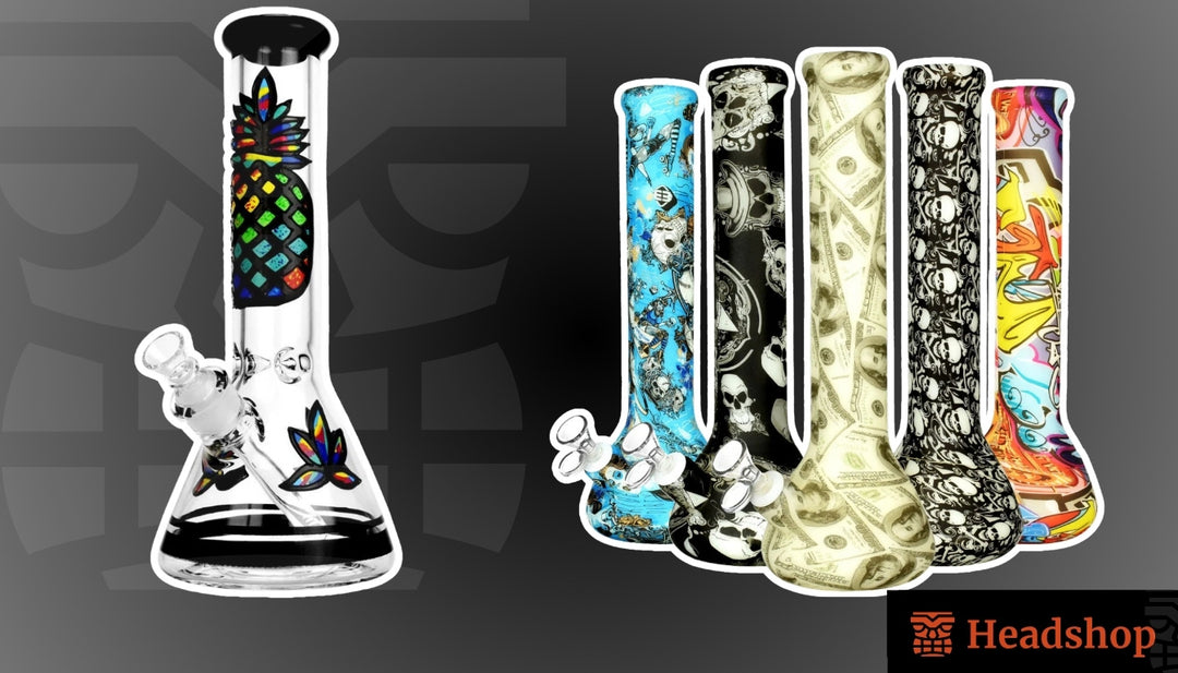 A woman cleans a dirty weed bong in a clutter-free kitchen.