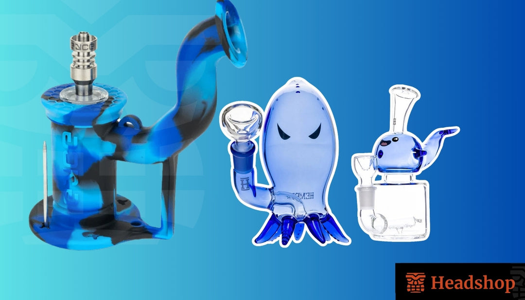 A man in his late 20s crafting a homemade bubbler pipe in a garage workshop.