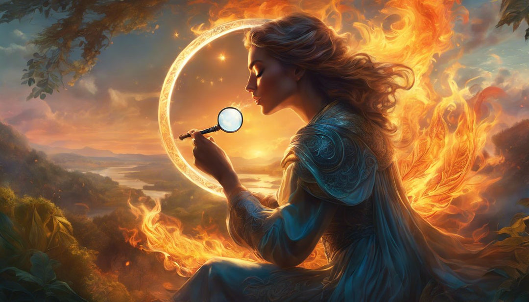 A person magnifying glass lighting a blunt in nature.