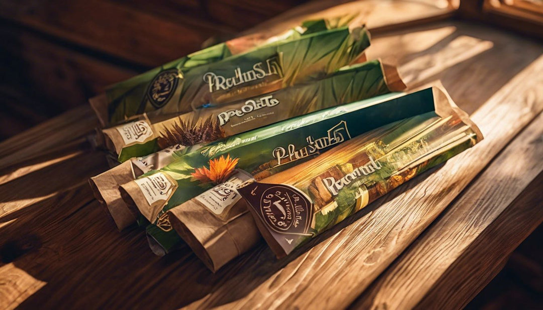 A variety of pre-rolled blunts showcased on a rustic table.