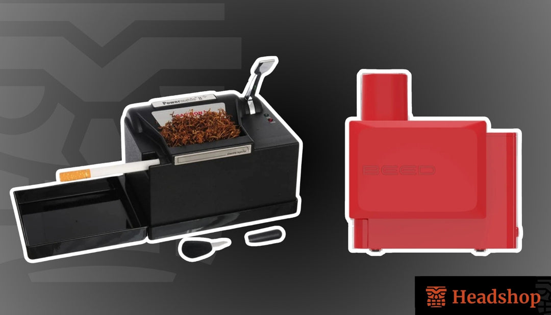 Neatly rolled blunts in a Futurola Knockbox on a modern countertop.