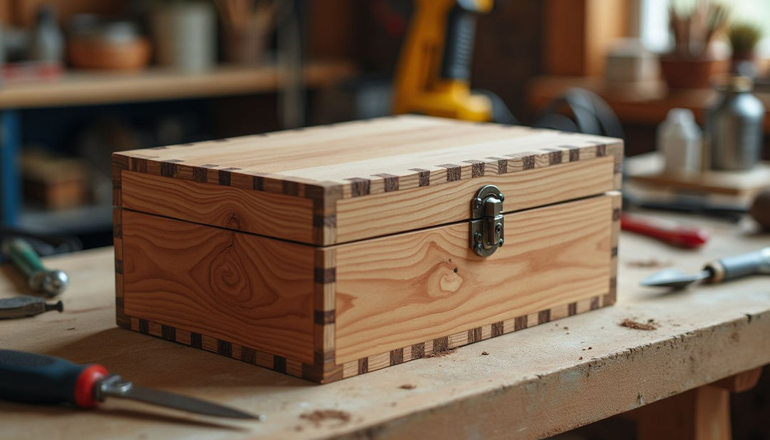 A wooden DIY stash box with secret compartment under construction.