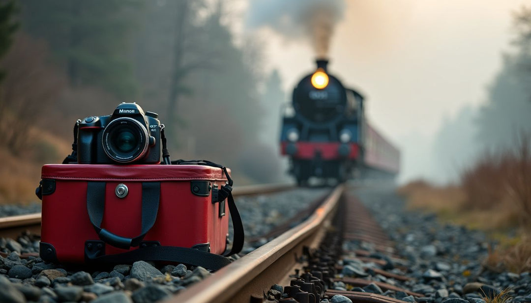 A hot box on train tracks with a steam locomotive.
