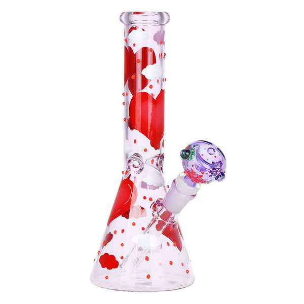 Pinky Hearts Beaker Glass Water Pipe - 10" / 14mm F Pinky Hearts Beaker Glass Water Pipe - 10" / 14mm F