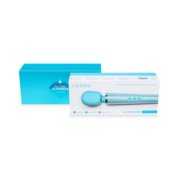 Le Wand All That Glimmers Petite Rechargeable Vibrating Massager Special Edition Set Light Blue - Headshop.com