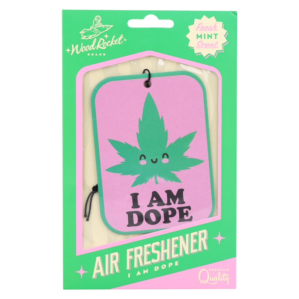 Wood Rocket Car Air Freshener - I Am Dope / Mint Scent / 4"x3" - Headshop.com