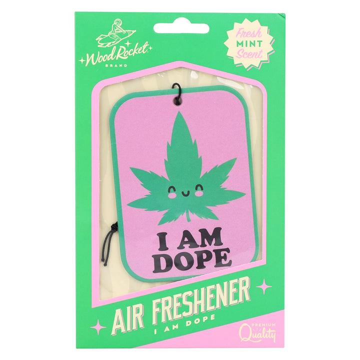Wood Rocket Car Air Freshener - I Am Dope / Mint Scent / 4"x3" - Headshop.com
