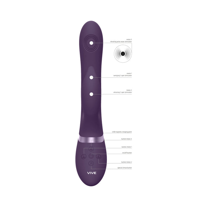 VIVE AIMI Rechargeable Swinging Pulse-Wave Silicone Rabbit Vibrator Purple - Headshop.com