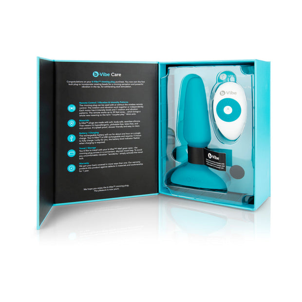 b-Vibe Rimming 2 Rotating and Vibrating Remote Control Plug Teal - Headshop.com