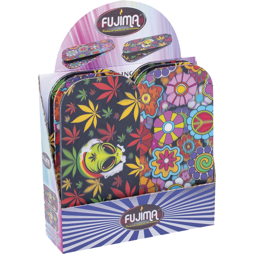 Fujima Rolling Tray w/ Magnetic 3D Lid | 8.25"x4" | Asst | 6pc Display - Headshop.com