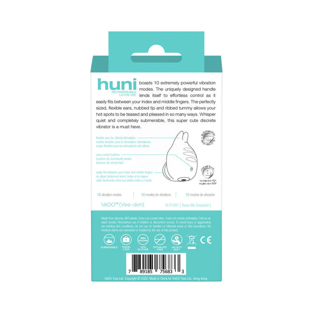 VeDO Huni Rechargeable Finger Vibe Tease Me Turquoise - Headshop.com