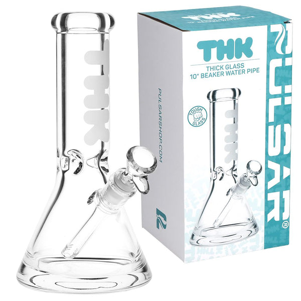 Pulsar "THK" 9mm Beaker Glass Water Pipe - 10" / 14mm F Pulsar "THK" 9mm Beaker Glass Water Pipe - 10" / 14mm F