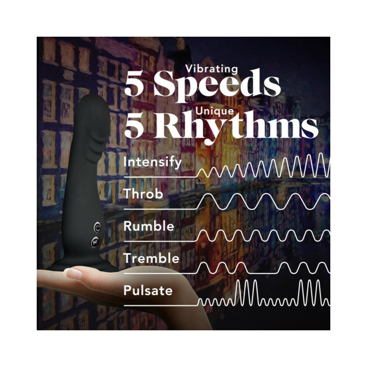 Blush Impressions Amsterdam Rechargeable Silicone 6.5 in. Vibrating Dildo with Suction Cup Black - Headshop.com