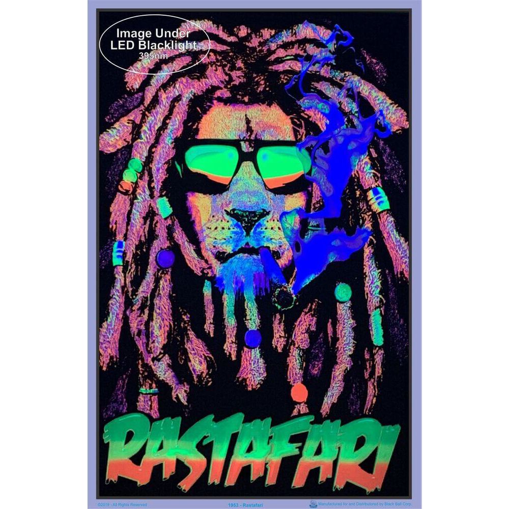 Rastafari Lion Flocked Blacklight Poster - 23"x35" - Headshop.com