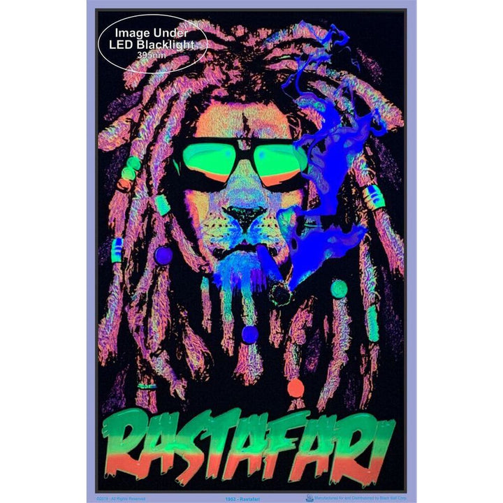 Rastafari Lion Flocked Blacklight Poster - 23"x35" - Headshop.com