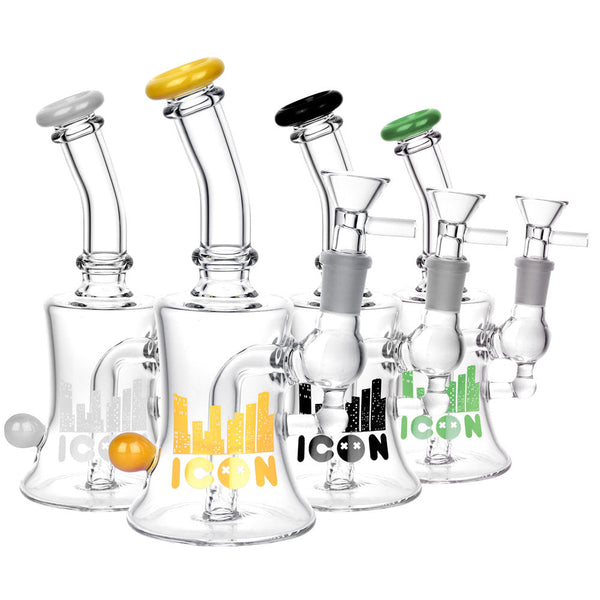 Diamond Glass Icon Baggins Water Pipe- 7"/14mm F/Colors Vary Diamond Glass Icon Baggins Water Pipe- 7"/14mm F/Colors Vary