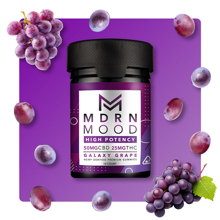 MDRN MOOD Galaxy Grape Gummies - 50mg CBD / 25mg THC (10ct) - Headshop.com
