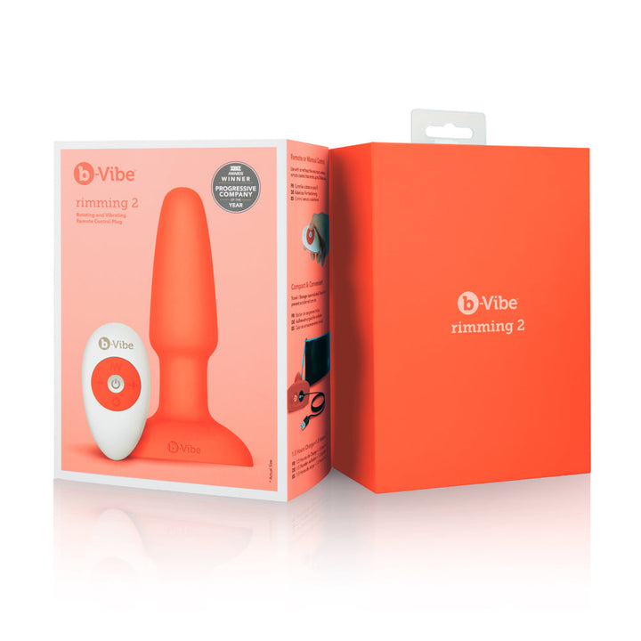 b-Vibe Rimming 2 Rotating and Vibrating Remote Control Plug Orange - Headshop.com
