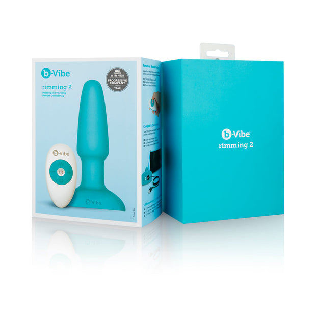 b-Vibe Rimming 2 Rotating and Vibrating Remote Control Plug Teal - Headshop.com