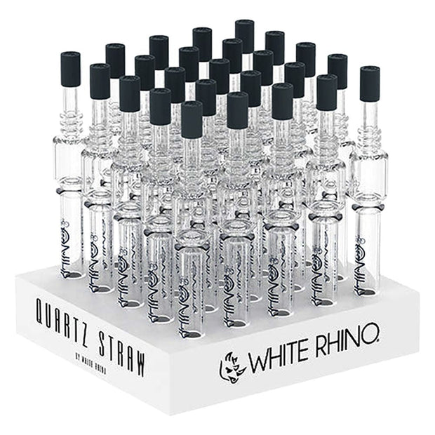 White Rhino Quartz Dab Straw V4 w/ Silicone Cap - 5" 25ct - Headshop.com