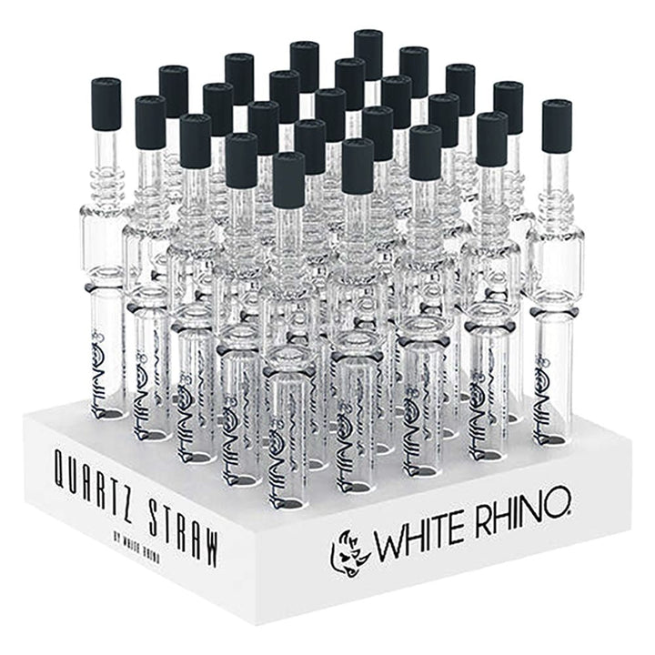 White Rhino Quartz Dab Straw V4 w/ Silicone Cap - 5" 25ct - Headshop.com