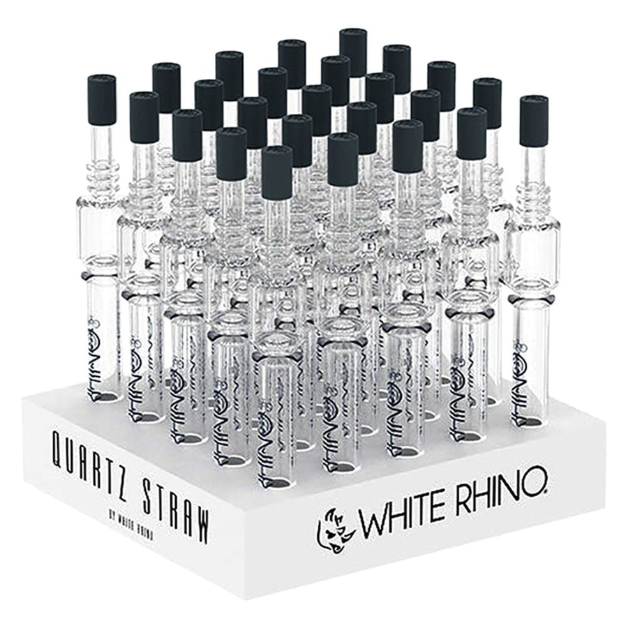 White Rhino Quartz Dab Straw V4 w/ Silicone Cap - 5" 25ct - Headshop.com