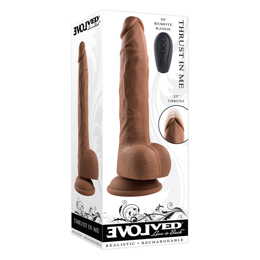 Evolved Thrust In Me Thrusting Vibrating 9.25 in. Dildo Dark - Headshop.com