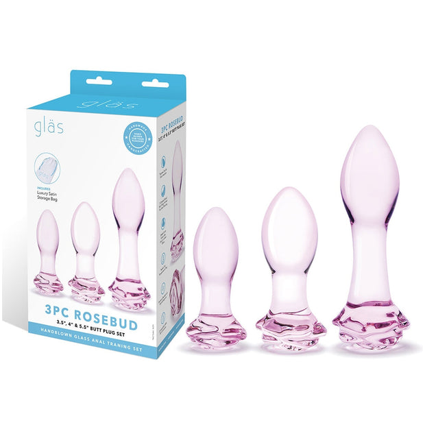 Glas Rosebud 3-Piece Glass Anal Plug Set - Headshop.com