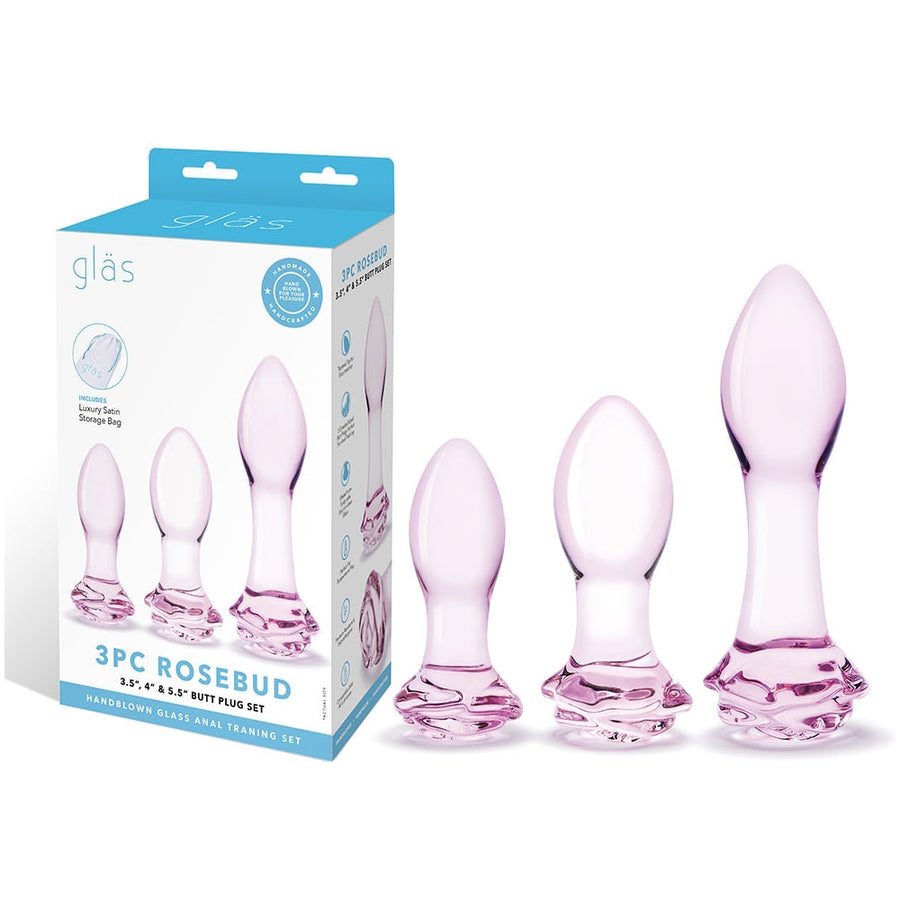 Glas Rosebud 3-Piece Glass Anal Plug Set - Headshop.com