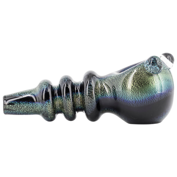 LA Pipes Solid Blue Dichro Maria Ringed Spoon Pipe - Headshop.com