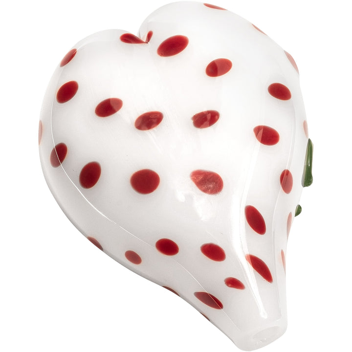 Elegant White Heart-Shaped Glass Hand Pipe with Red Polka Dots - Headshop.com