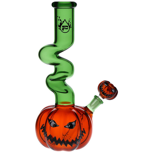 Pulsar Twisty And Wicked Jack-O-Lantern Glass Water Pipe - 11" / 14mm F Pulsar Twisty And Wicked Jack-O-Lantern Glass Water Pipe - 11" / 14mm F