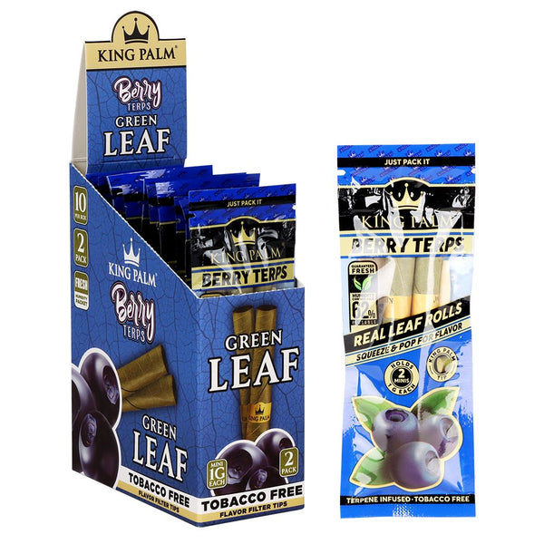 King Palm Hand-Rolled Leaf Wraps | Mini | 2pc | 10pk Display King Palm Hand-Rolled Leaf Wraps | Mini | 2pc | 10pk Display