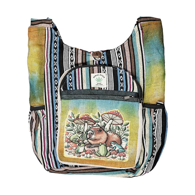 Threadheads Himalayan Hemp Capybara Patchwork Shoulder Bag - 15" x 14" - Headshop.com