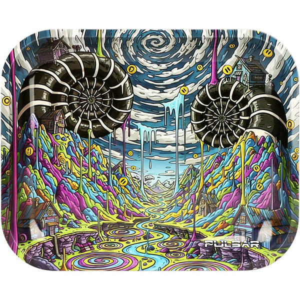 Pulsar Metal Rolling Tray - Reverse Gravity Drip / 13"x 11" Pulsar Metal Rolling Tray - Reverse Gravity Drip / 13"x 11"