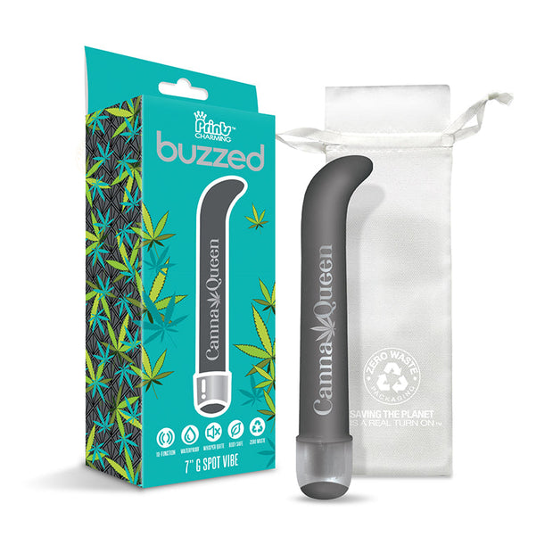 Prints Charming Buzzed 7" G-Spot Vibe - Canna Queen - Gray - Headshop.com