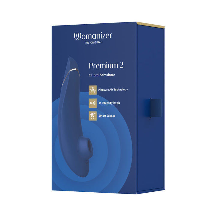 Womanizer Premium 2 Rechargeable Silicone Luxurious Pleasure Air Clitoral Stimulator Blueberry - Headshop.com