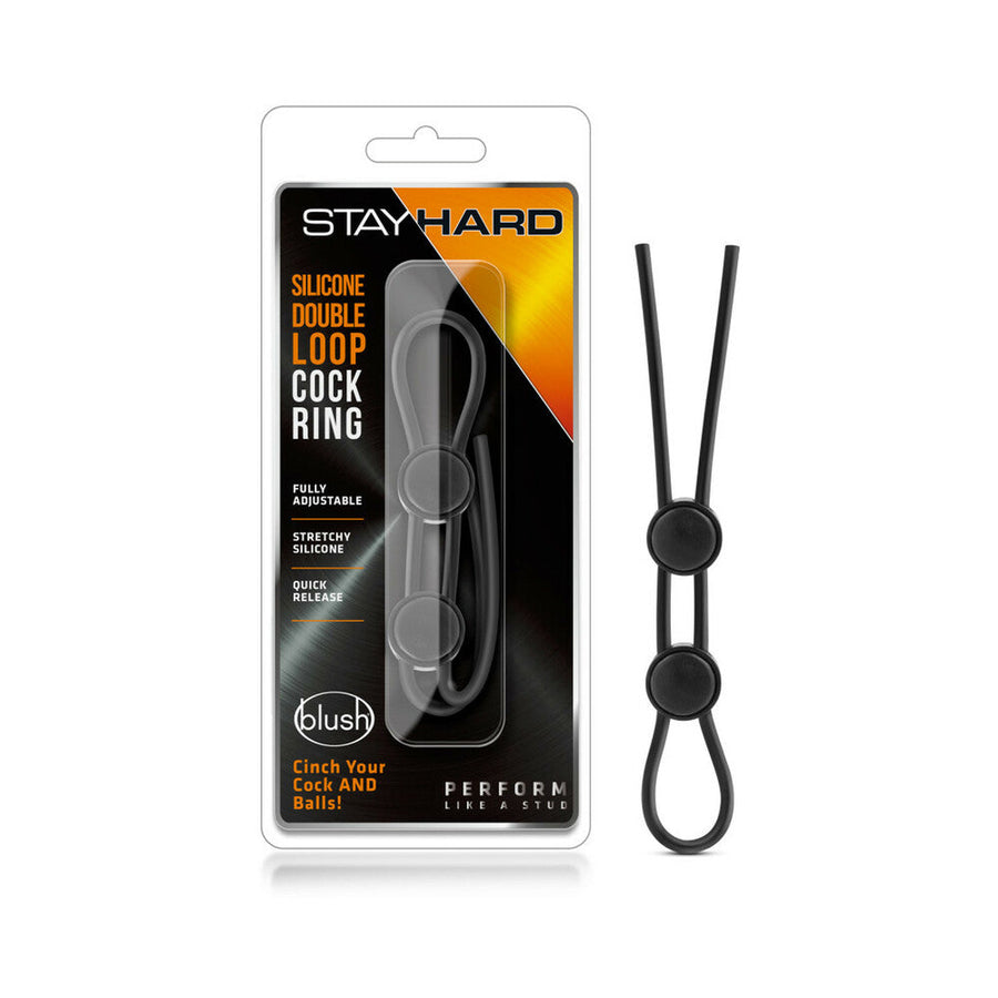Stay Hard Silicone Double Loop Lasso/Bolo Cockring Black - Headshop.com
