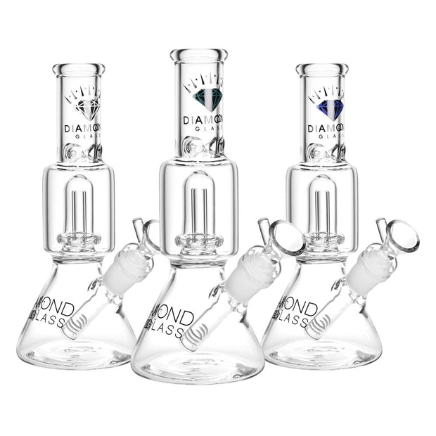 Diamond Glass Gold Little Beaker Water Pipe - 8"/14mm F/Clrs Vry - Headshop.com