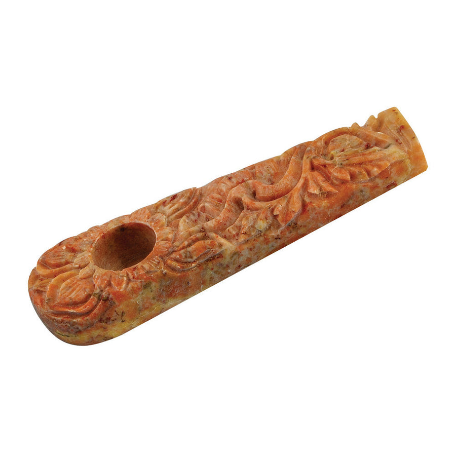 Marble Stone Pipe w/ Flower Design - Headshop.com