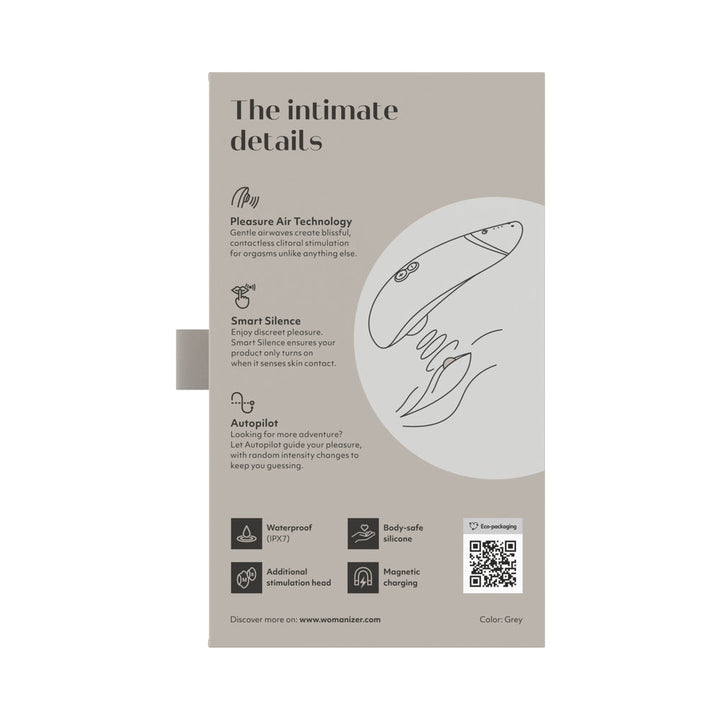 Womanizer Premium 2 Rechargeable Silicone Luxurious Pleasure Air Clitoral Stimulator Warm Gray - Headshop.com