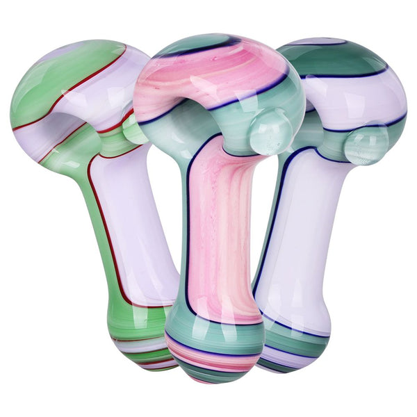 Milky Pastel Ribbons Glass Spoon Pipe - 4" / 3pk Milky Pastel Ribbons Glass Spoon Pipe - 4" / 3pk