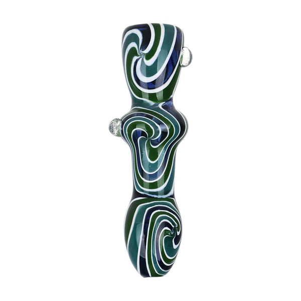 Hypnotist Triplets Wig Wag Swirls Glass Chillum - 4" Hypnotist Triplets Wig Wag Swirls Glass Chillum - 4"