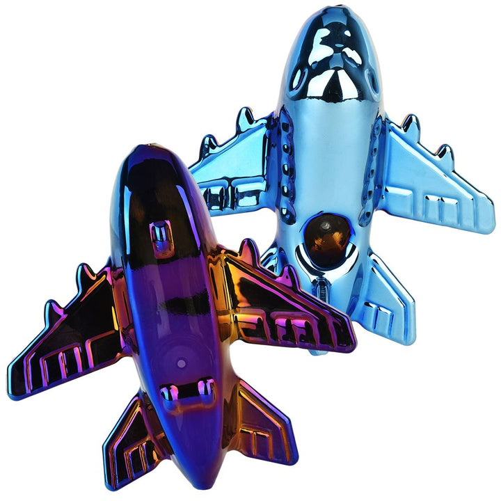 Jet Airliner Electroplated Glass Hand Pipe - 5.5" - Headshop.com