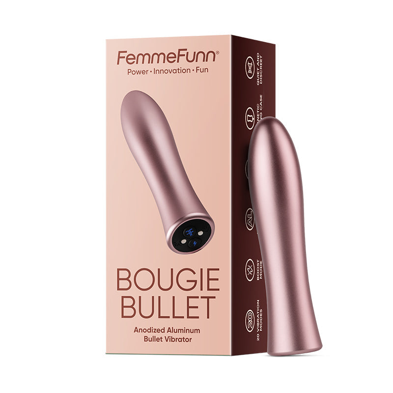 FemmeFunn Bougie Bullet Rechargeable Aluminum Vibrator Rose Gold - Headshop.com