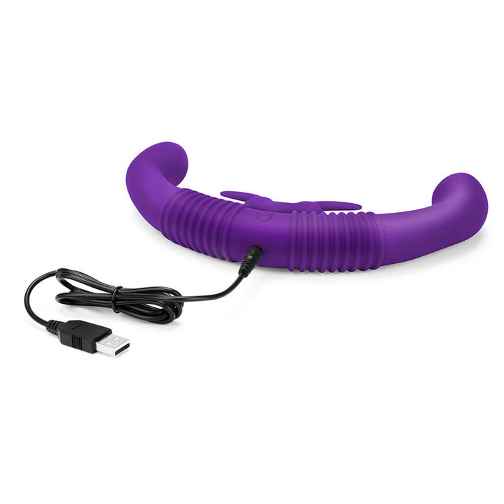 Together Couples Toy Remote-Controlled Dual Ended Rabbit Vibrator Purple - Headshop.com