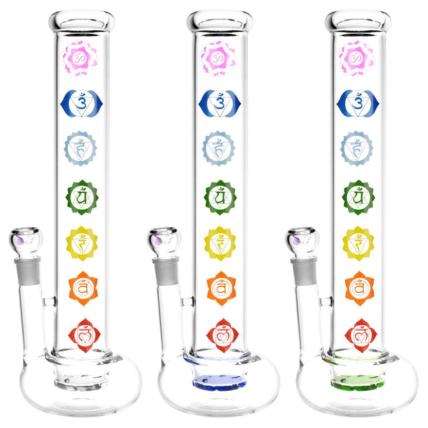 Hollow Base Chakra Water Pipe - 14" / 19mm F / Colors Vary - Headshop.com
