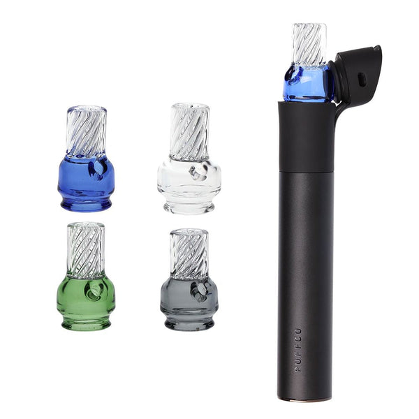 Pulsar Vortex Glass Mouthpiece Attachement for Puffco Pivot w/ Display Stand - Colors Vary Pulsar Vortex Glass Mouthpiece Attachement for Puffco Pivot w/ Display Stand - Colors Vary